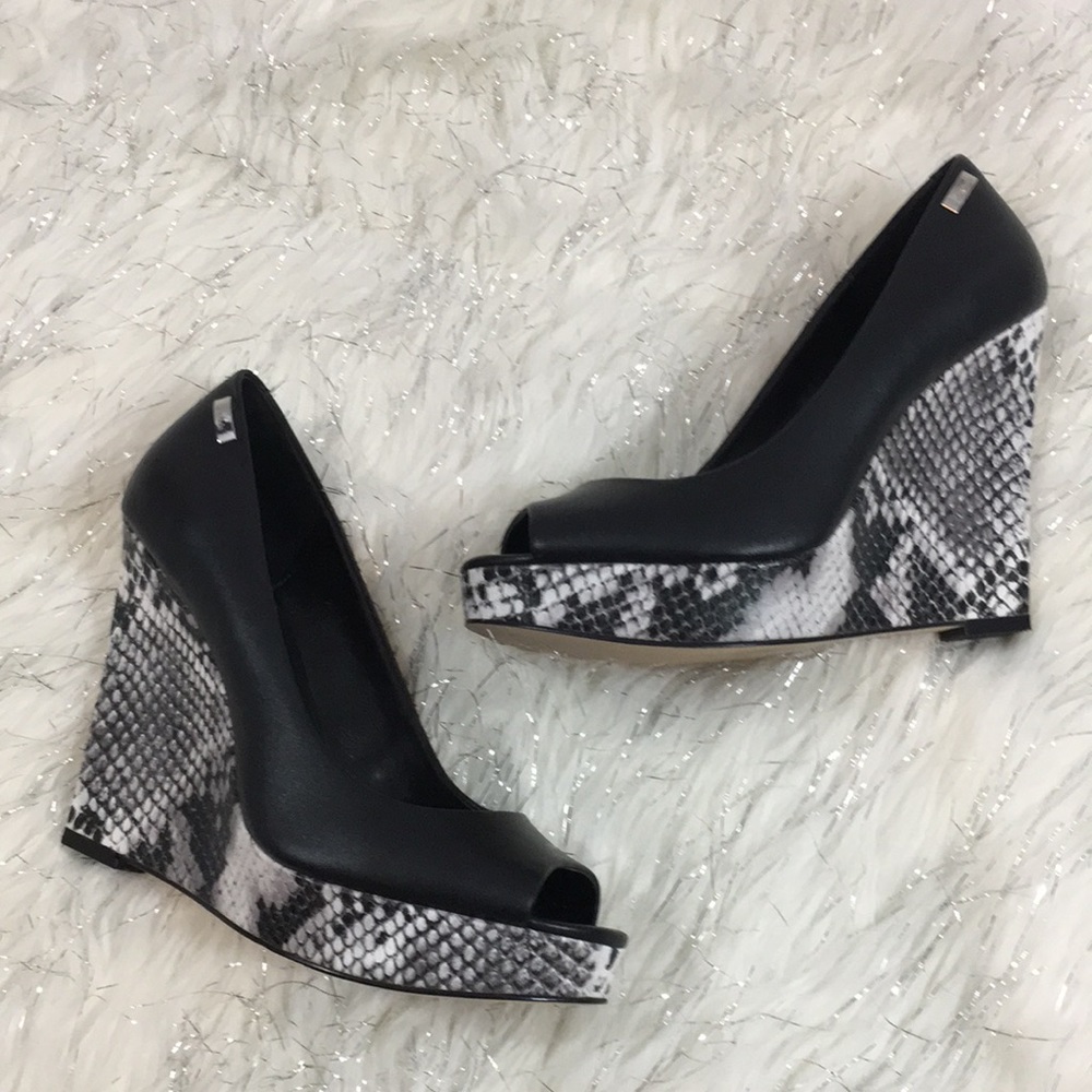 Calvin Klein Leather wedge colleen heels